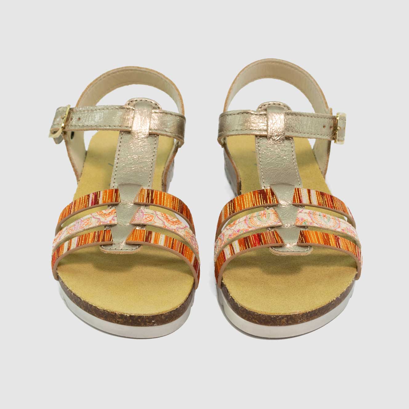 Chaussure-Enfant-Bopy-ENORA-Orange-Or-Cuir-Nu-Pied-Up