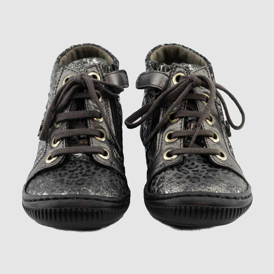 Chaussure-Enfant-Fille-Little-Mary-JANETH-Gris-Cuir-Imprime-Bottillon-Up