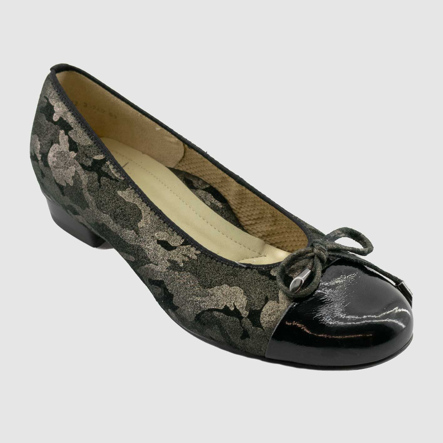 Chaussure Femme Ara 33760 Verni Noir Bronze Cuir Imprime Trotteur
