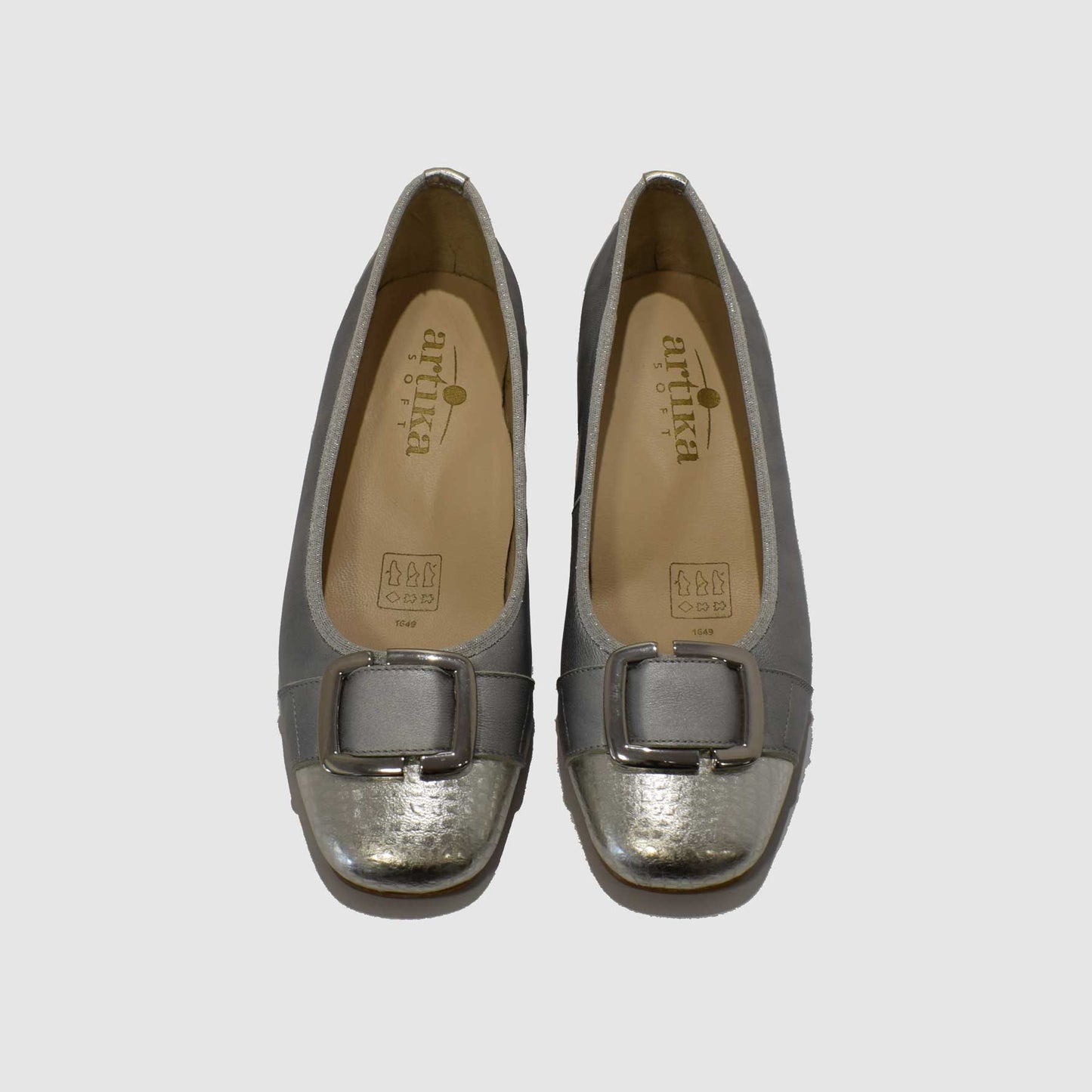 Chaussure-Femme-Artika-ASCOU-Argent-Cuir-Lezzard-Ballerine-Up