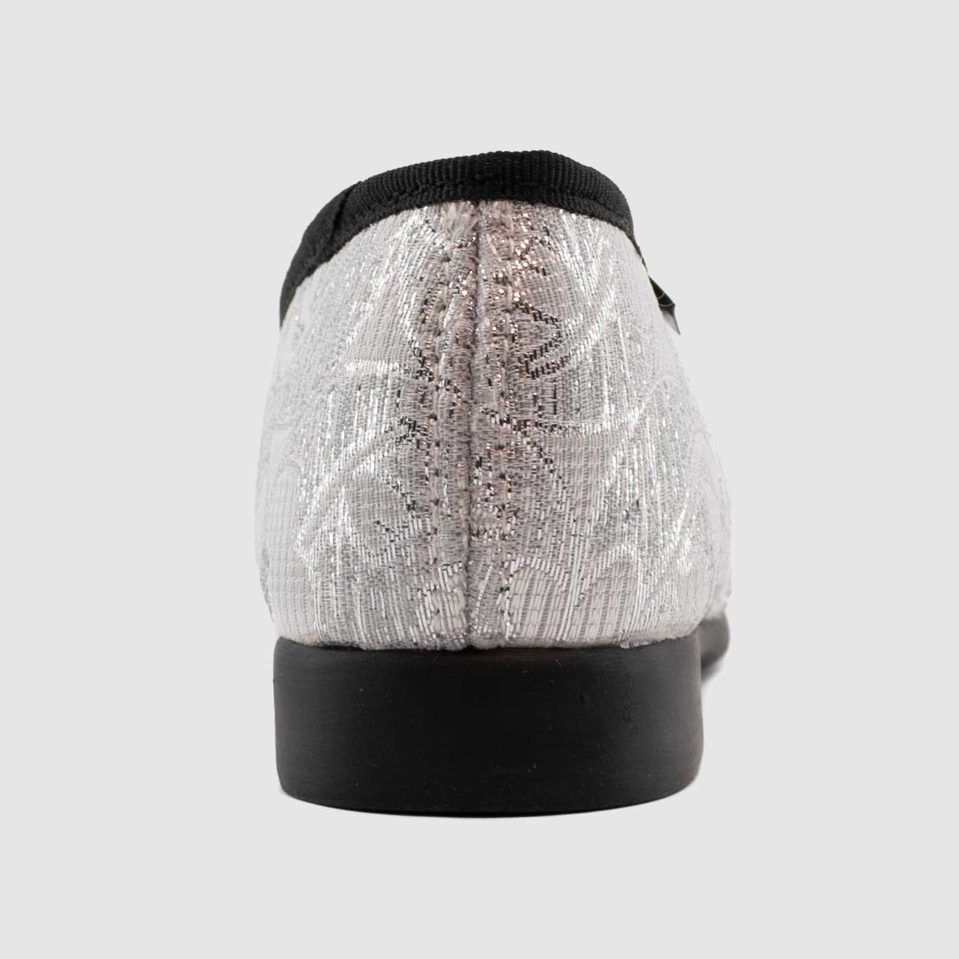 Chaussure-Femme-Fargeot-NAYA-Gris-Noir-Toile-Brillant-Pantoufle-Back