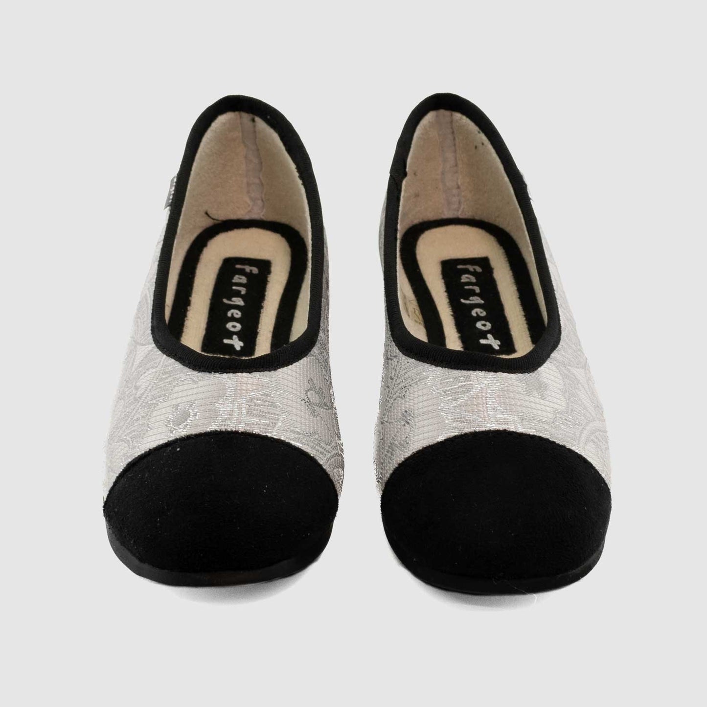 Chaussure-Femme-Fargeot-NAYA-Gris-Noir-Toile-Brillant-Pantoufle-Up