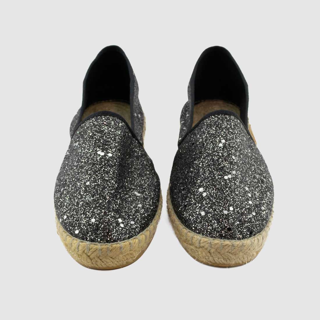 Chaussure-Femme-La-Maison-De-Lespadrille-GLIMMER-Noir-Argent-Toile-Espadrille-Up