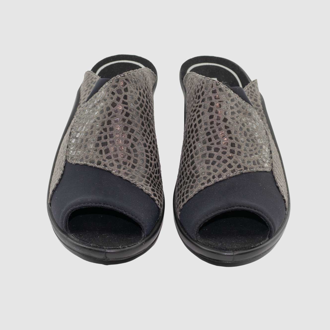 Chaussure-Femme-Romika-MOKAS-246-Gris-Noir-Cuir-Lycra-Mule-Up