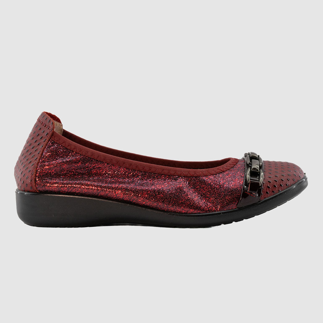 Chaussure-Femme-gep-gabier-rouge-cuir-ballerine-Side