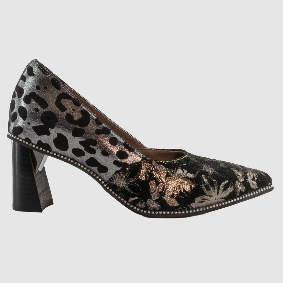 Destockage-Chaussure-laura-vita-hocio-noir-cuir-imprime-escarpin-side