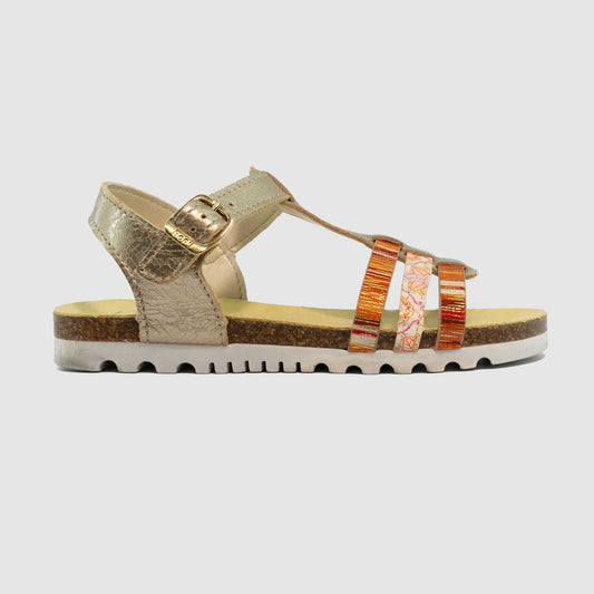 Chaussure-Enfant-Bopy-ENORA-Orange-Or-Cuir-Nu-Pied-Side