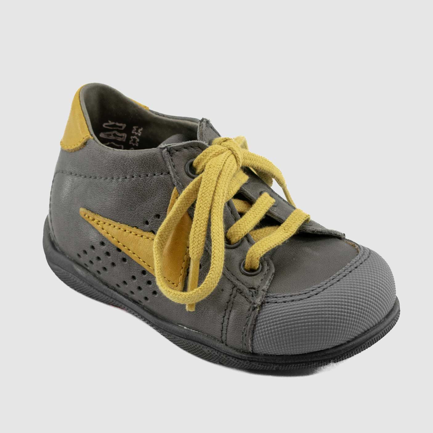 Chaussure Enfant Garçon Bellamy GUSTAVE Gris Jaune Cuir Bottillon