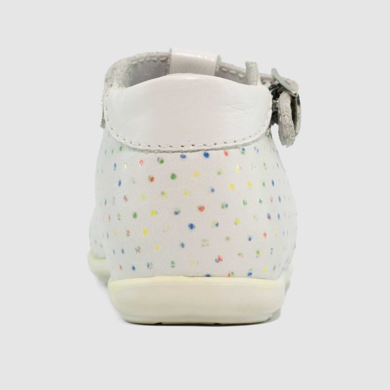 Chaussure-Enfant-LittleMary-GLADYS-Blanc-Cuir-Imprime-pois-Couleur-Bottillon-Back