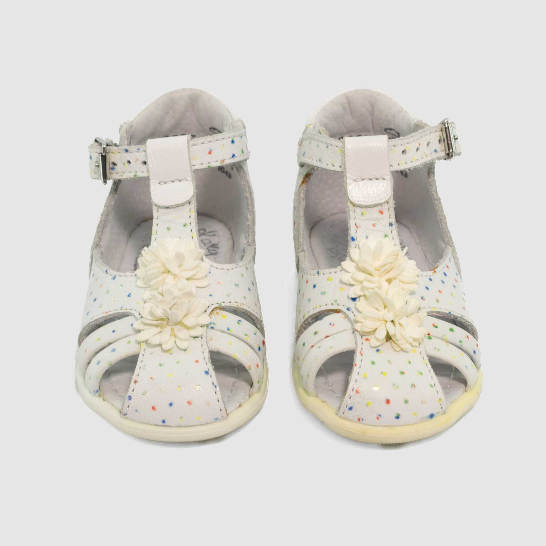 Chaussure-Enfant-LittleMary-GLADYS-Blanc-Cuir-Imprime-pois-Couleur-Bottillon-Up