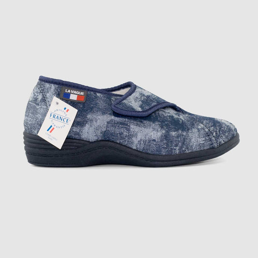 Chaussure-Femme-Calzacomodo-GATO-Bleu-Toile-Pantoufle-Side