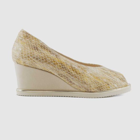 Chaussure-Femme-Dchicas-BAMBA-Beige-Cuir-Croco-Ballerine-Side