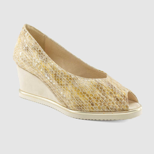 Chaussure-Femme-Dchicas-BAMBA-Beige-Cuir-Croco-Ballerine