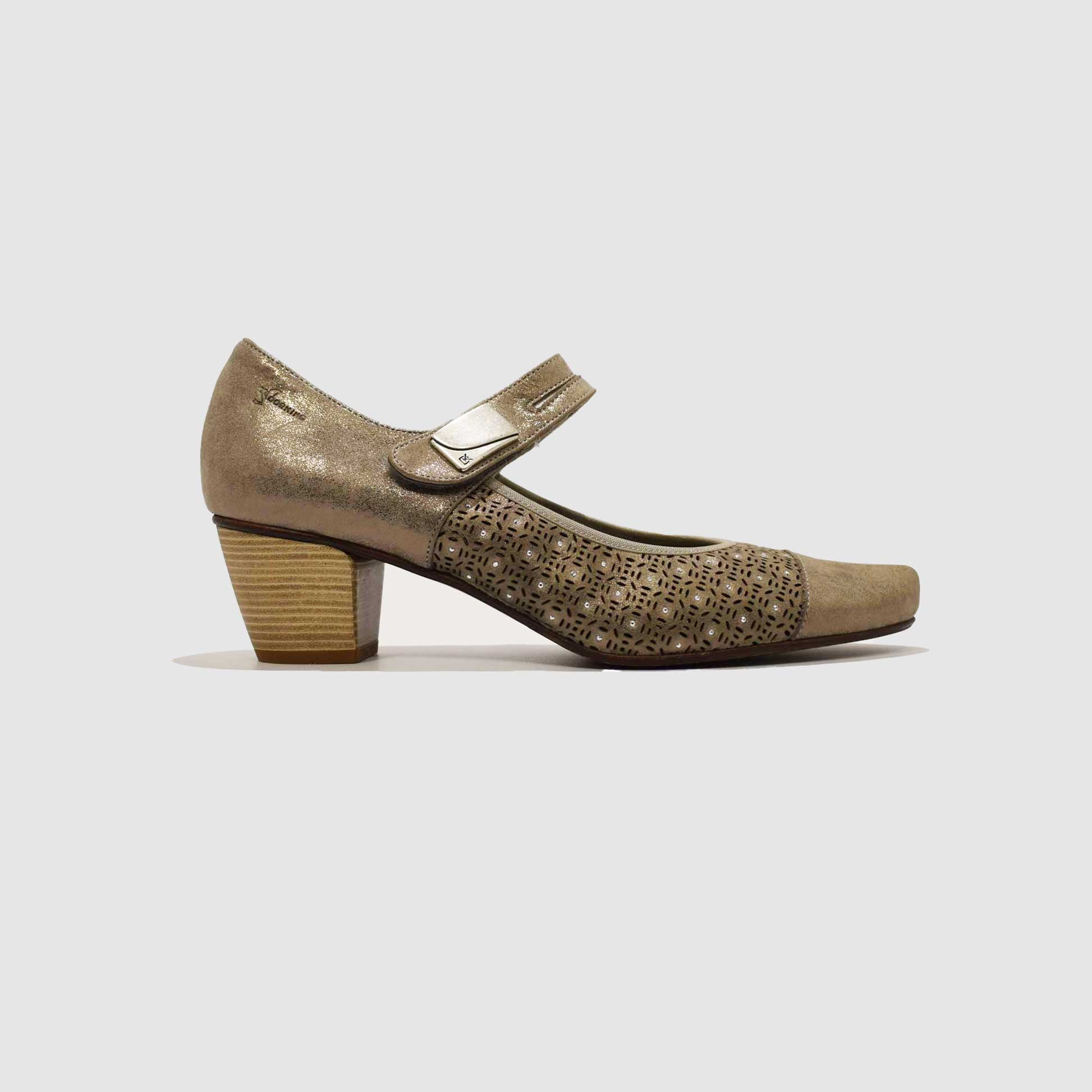 Chaussure-Femme-Dorking-D7500-Bronze-Cuir-Imprime-Escarpin-Side