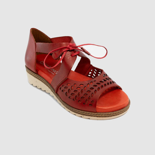 Chaussure-Femme-Dorking-ESPOIR-Rouge-Cuir-Nu-Pied