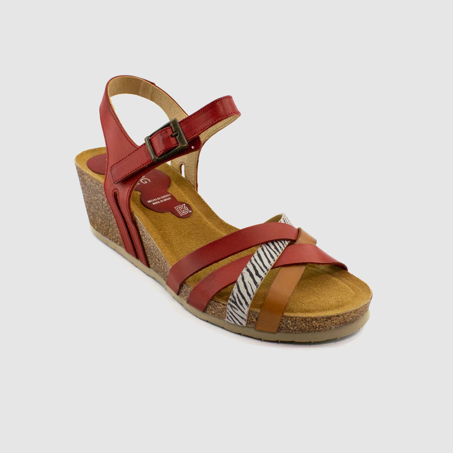 Chaussure-Femme-Dorking-PALMA-Rouge-Cuir-Nu-Pied