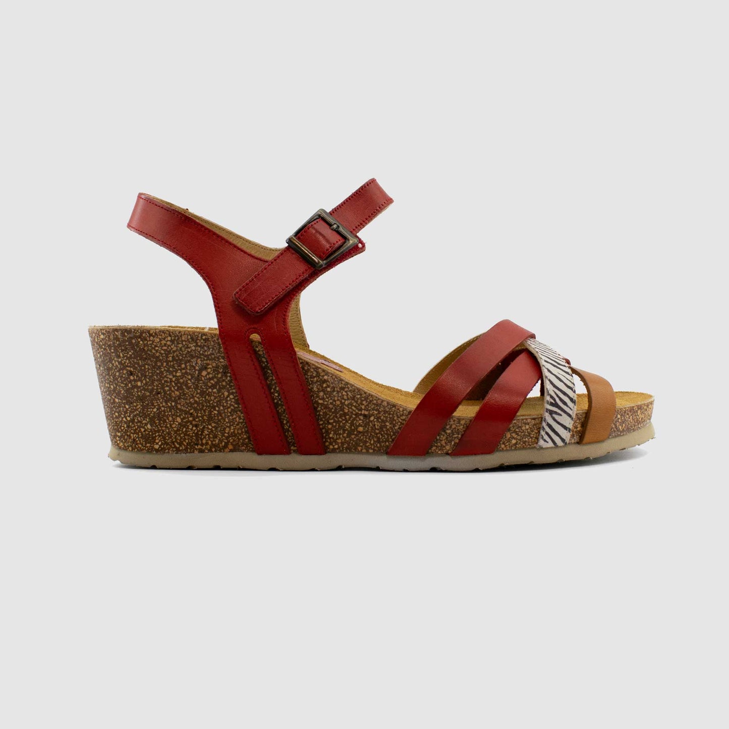 Chaussure-Femme-Dorking-PALMA-Rouge-Cuir-Nu-Side