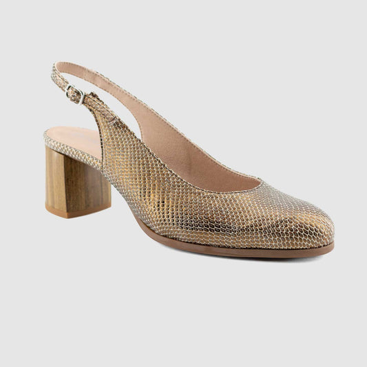 Chaussure-Femme-Dorking-ST-JEAN-Bronze-Cuir-Imprime-Escarpin