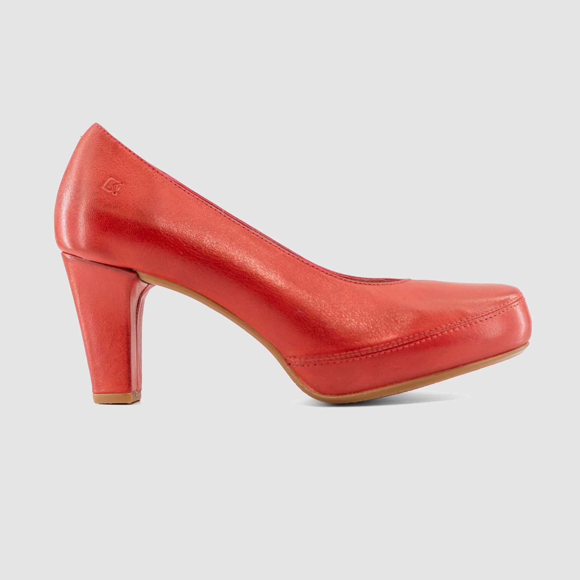 Chaussure-Femme-Dorking-ST-LUPIEN-Rouge-Cuir-Escarpin-Side