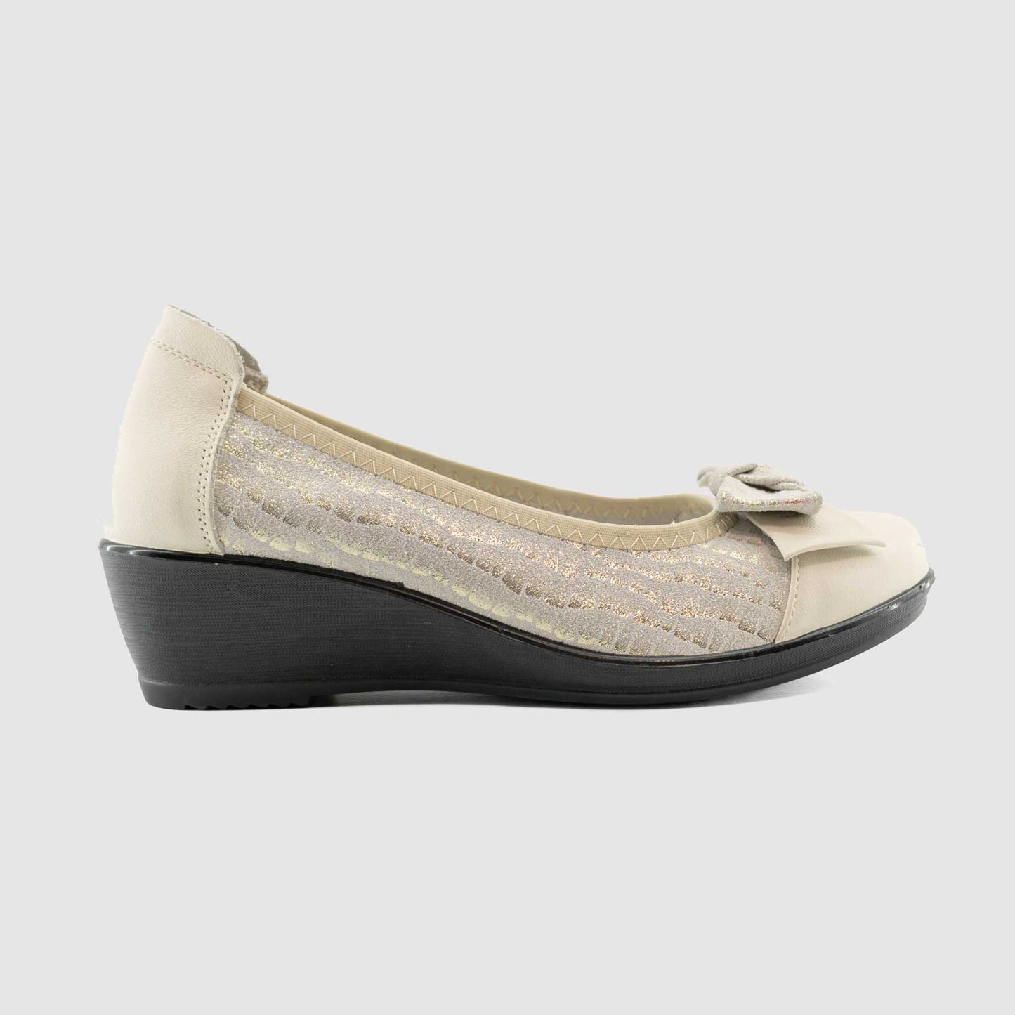 Chaussure-Femme-GEP-IGLOO-Beige-Or-Cuir-Imprime-Ballerine-Side