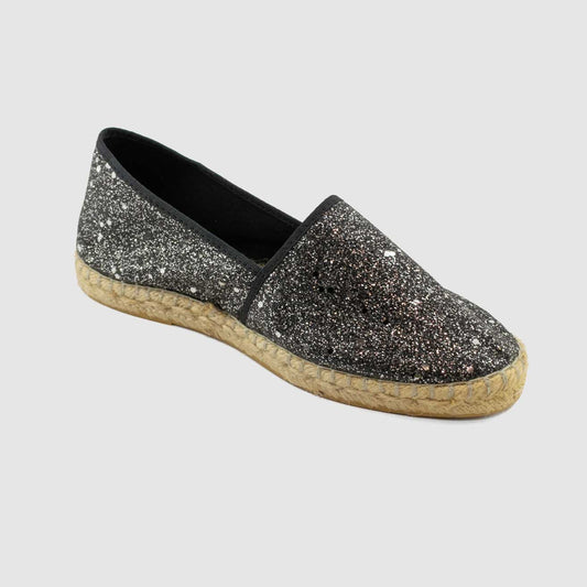 Chaussure-Femme-La-Maison-De-Lespadrille-GLIMMER-Noir-Argent-Toile-Espadrille