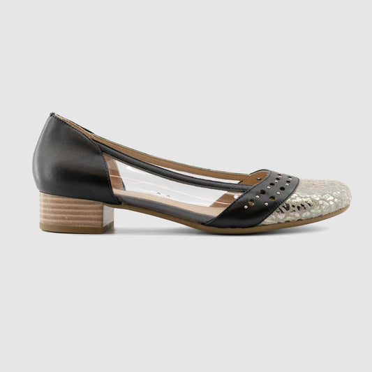 Chaussure-Femme-Pindiere-DELFIN-Noir-Gris-Cuir-Mica-Trotteur-Side