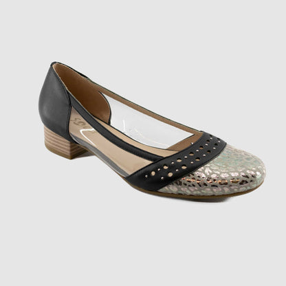 Chaussure-Femme-Pindiere-DELFIN-Noir-Gris-Cuir-Mica-Trotteur