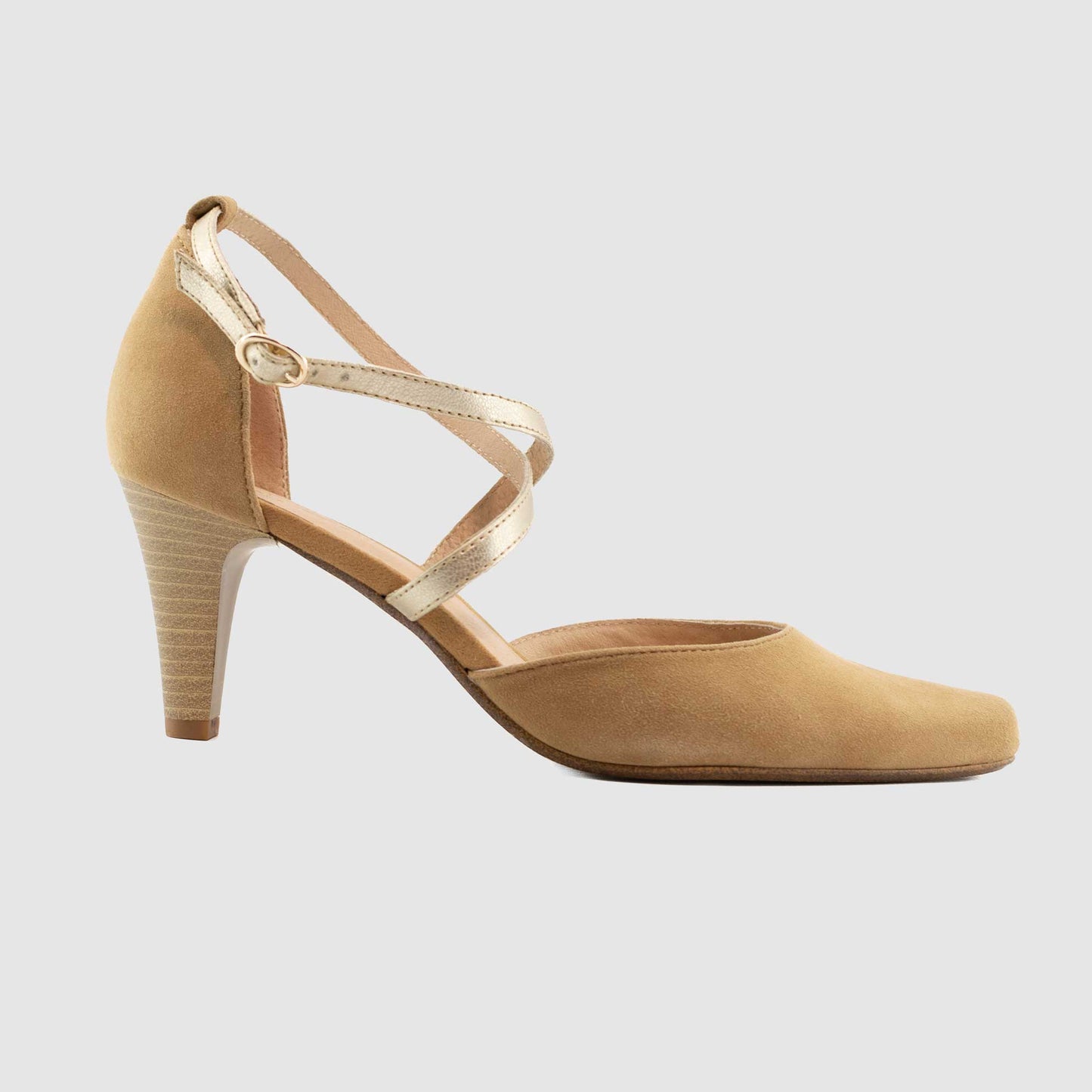 Chaussure-Femme-Pindiere-GLIREL-Camel-Daim-Escarpin-Side