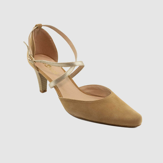 Chaussure-Femme-Pindiere-GLIREL-Camel-Daim-Escarpin