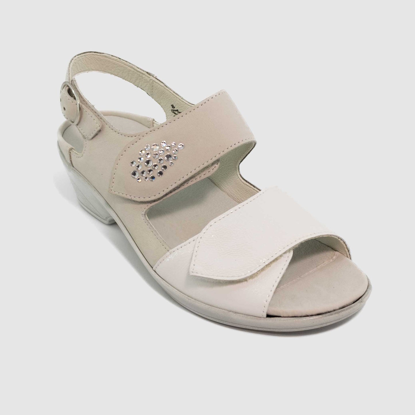 Chaussure-Femme-Waldlaufer-KIRBIE-Blanc-Gris-Cuir-Nubuck-Vernis-Sandale