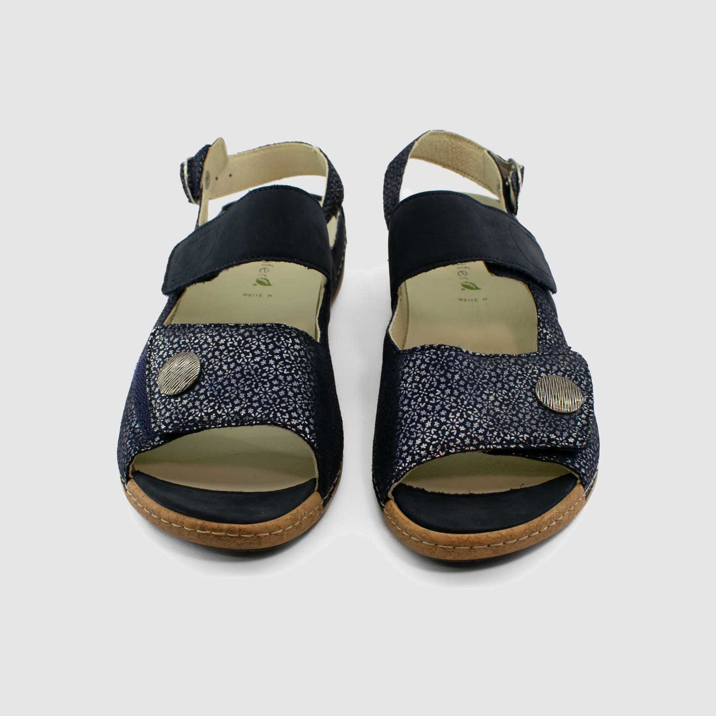 Chaussure-Femme-Waldlaufer-OMEY-Marine-Cuir-Imprime-Nu-Pied-Up