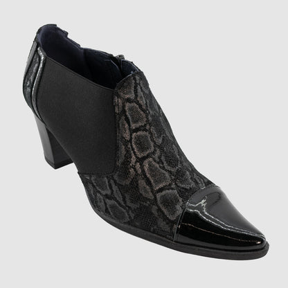 Chaussure-Femme-dorking-francheville-noir-cuir-imprime-trotteur