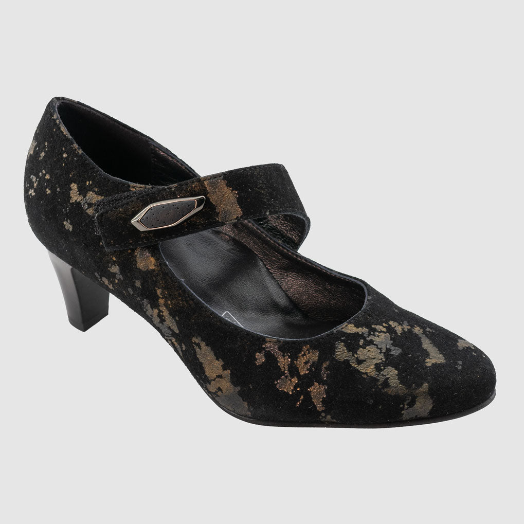 Chaussure-Femme-geollamy-anelise-noir-bronze-cuir-imprime-escarpin