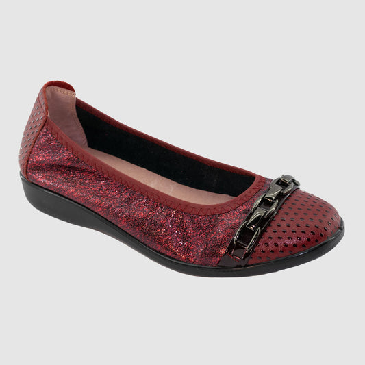 Chaussure-Femme-gep-gabier-rouge-cuir-ballerine