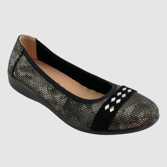 GEP - IRVINE Noir Kaki Cuir - Ballerine