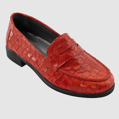 Destockage-Chaussure-Femme-pedro-torres-neuilly-rouge-cuir-croco-mocassin