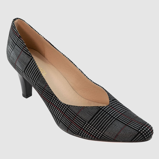 Destockage-Chaussure-Femme-pindiere-glibon-ecossais-noir-cuir-escarpin