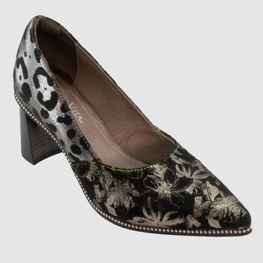 Destockage-Chaussure-laura-vita-hocio-noir-cuir-imprime-escarpin